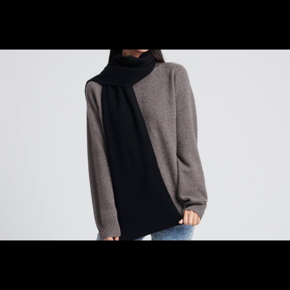 Naadam classic 100% cashmere ribbed black scarf